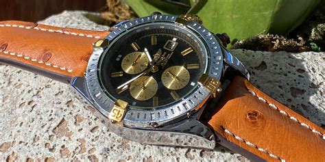 breitling yellow face leather strap|aftermarket breitling straps.